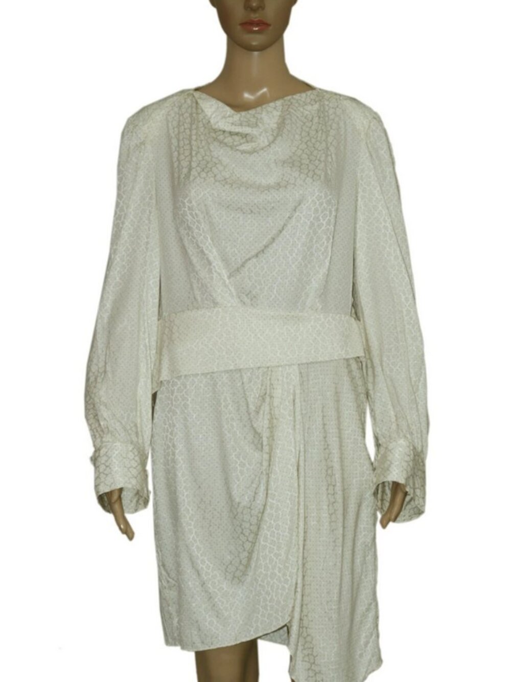 Isabel Marant Étoile Dot Printed Self Pattern Asymmetrical Silk Tunic Dress XL